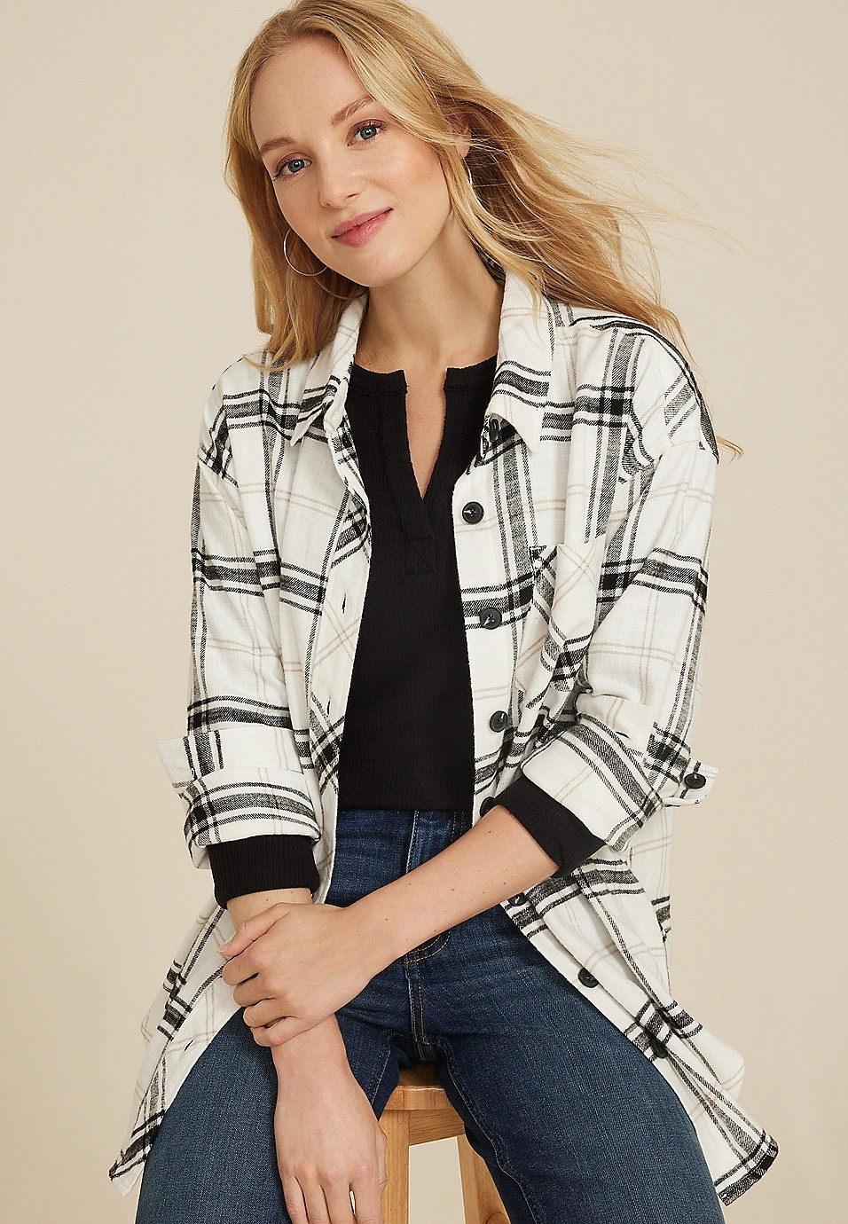 Cabin Plaid Boyfriend Button Down Shirt | Maurices
