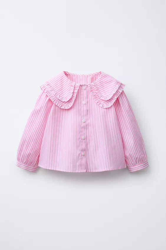 STRIPED DOUBLE COLLAR SHIRT | Zara US