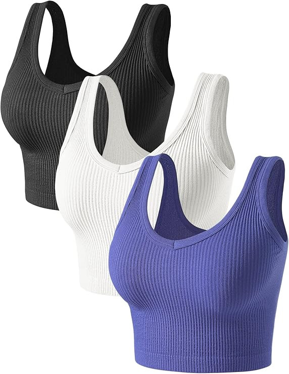 PINKSAVIOR Womens Crop Workout Tank Tops - 2025 Summer Breathable Basic Cami Tanktops for Yoga, G... | Amazon (US)