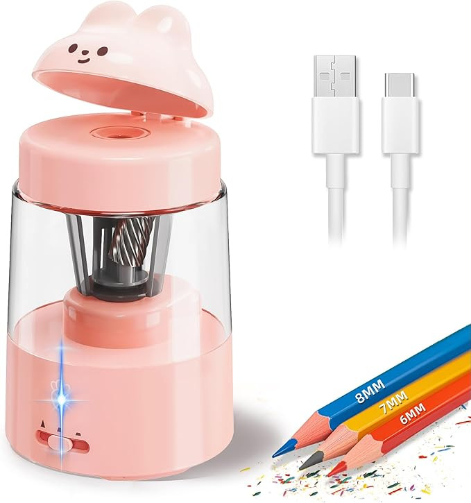 ZMOL Colored Pencil Sharpener for Kids Gift, Rechargeable Electric Pencil Sharpener, Auto Stop, P... | Amazon (US)