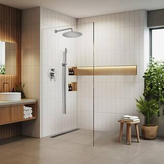 Zalerock Rainfall 1-Spray Round 12 in. Shower System with Hand Shower in Brushed Nickel KSA042 - ... | The Home Depot