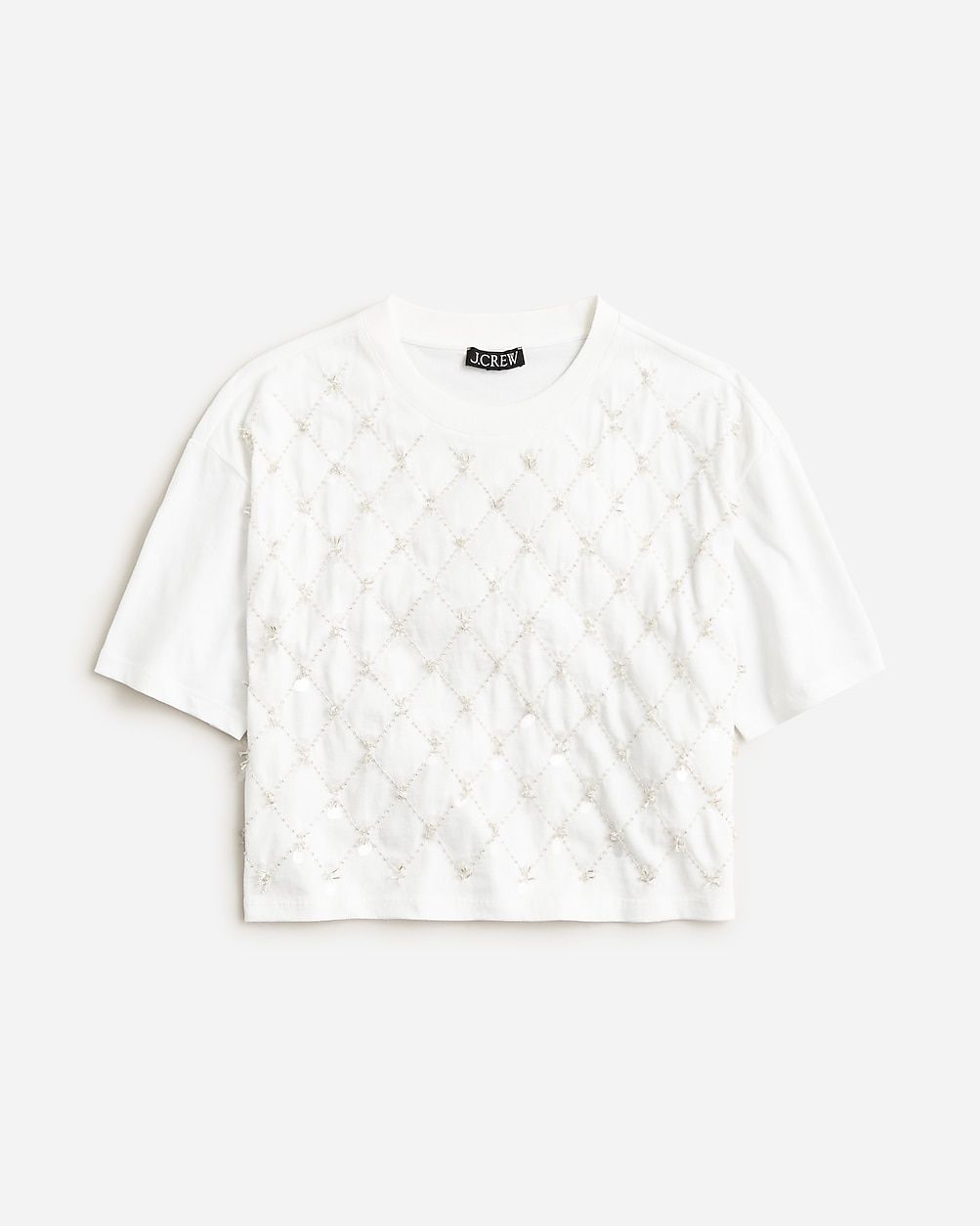 Broken-in jersey cropped T-shirt with patterned sequins | J.Crew US