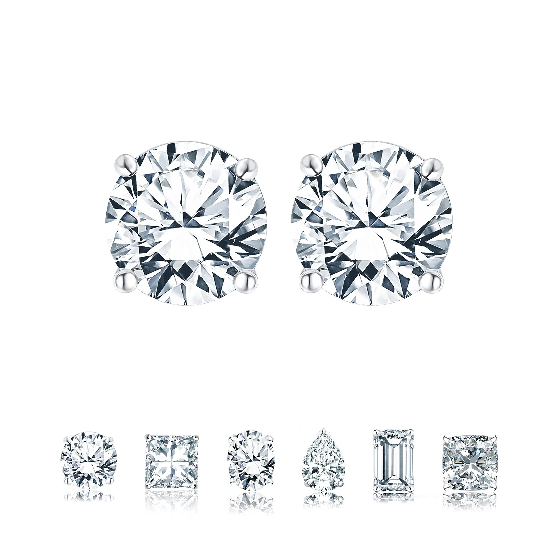 JeenMata 4 Prong 0.5 Carat Round Shaped Moissanite Solitaire Stud Earrings in 18k White Gold Plat... | Walmart (US)