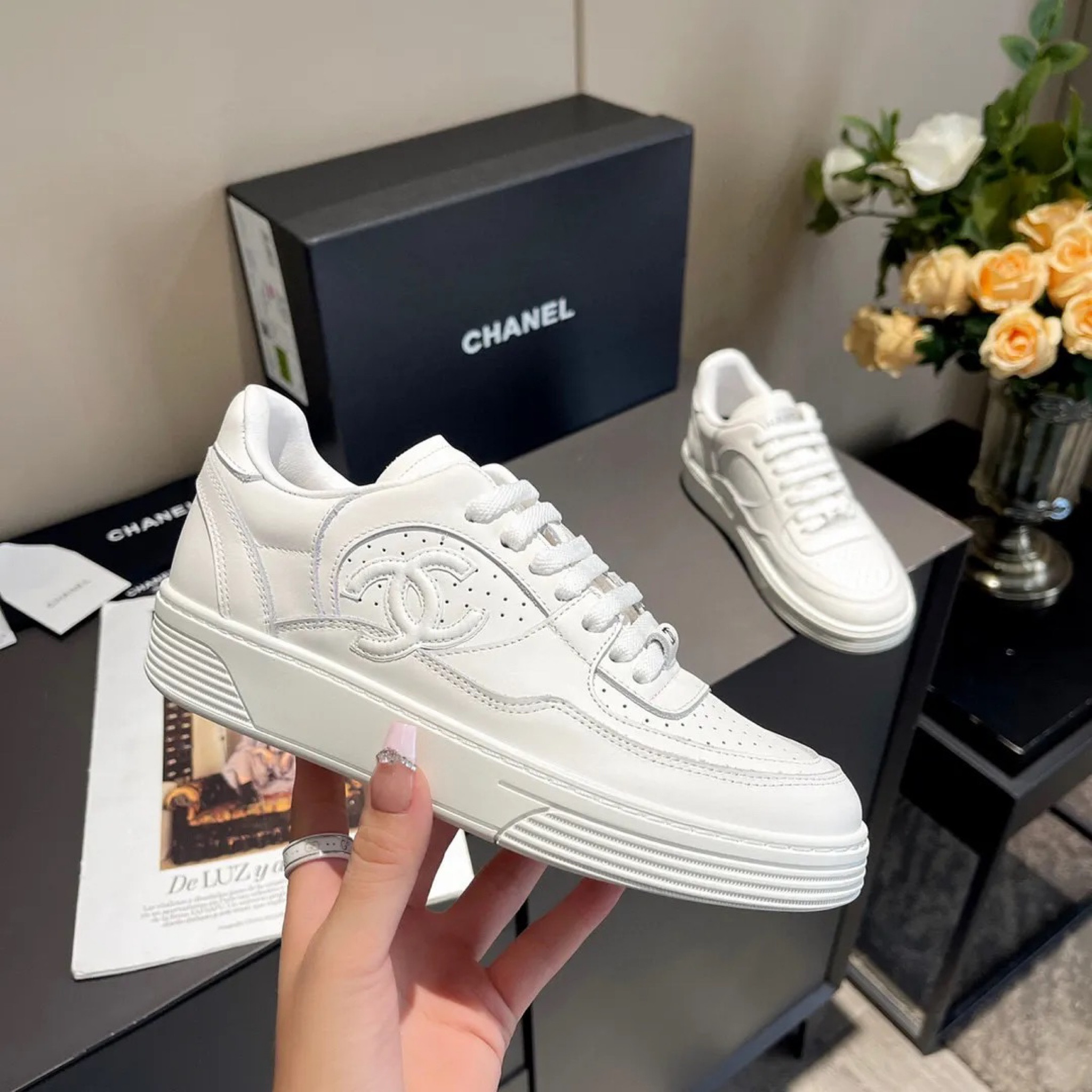 Chanel Shoes, Chanel 23a High Top Trainers, Color: White