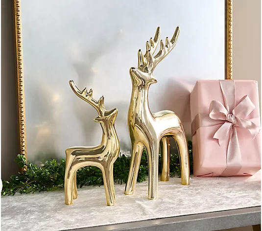 BFF Collection Set of 2 Standing Metallic Reindeer | QVC