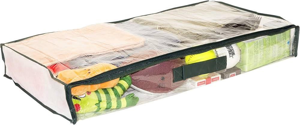 5-Pack Clear Vinyl Zippered Underbed Storage Bags 32 x 16 x 4 Inch with Dark Green Trim, 11 x 14.... | Amazon (US)