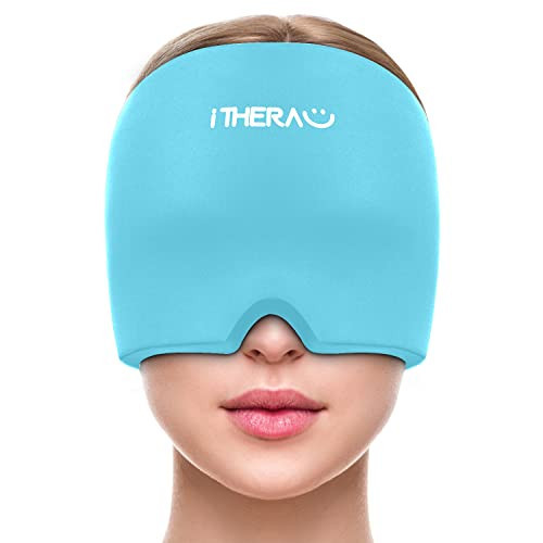 iTHERAU Migraine Relief Cap, Soothing Headache Hat, Gel Ice Pack Head Wrap with Hot and Cold Therapy, Headache Relief Cap for Sinus, Puffy Eyes, Tension and Stress Relief Blue | Amazon (US)