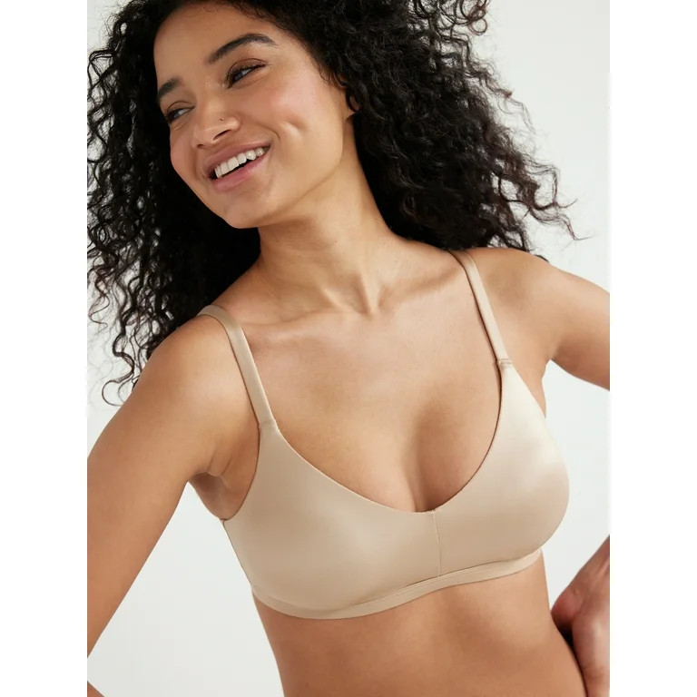 Joyspun Women's Glossy Shine V-Neck Bralette, Sizes S to 3XL - Walmart.com | Walmart (US)