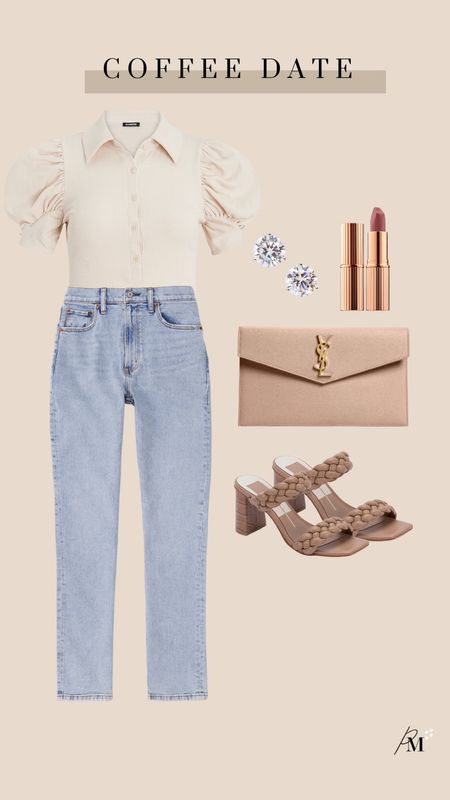 express fitted pleated puff sleeve polo cropped top
abercrombie curve love ultra high rise 90s slim jeans 
ysl envelope clutch 
dolce vita paily braided sandal 

#LTKstyletip #LTKshoecrush #LTKFind