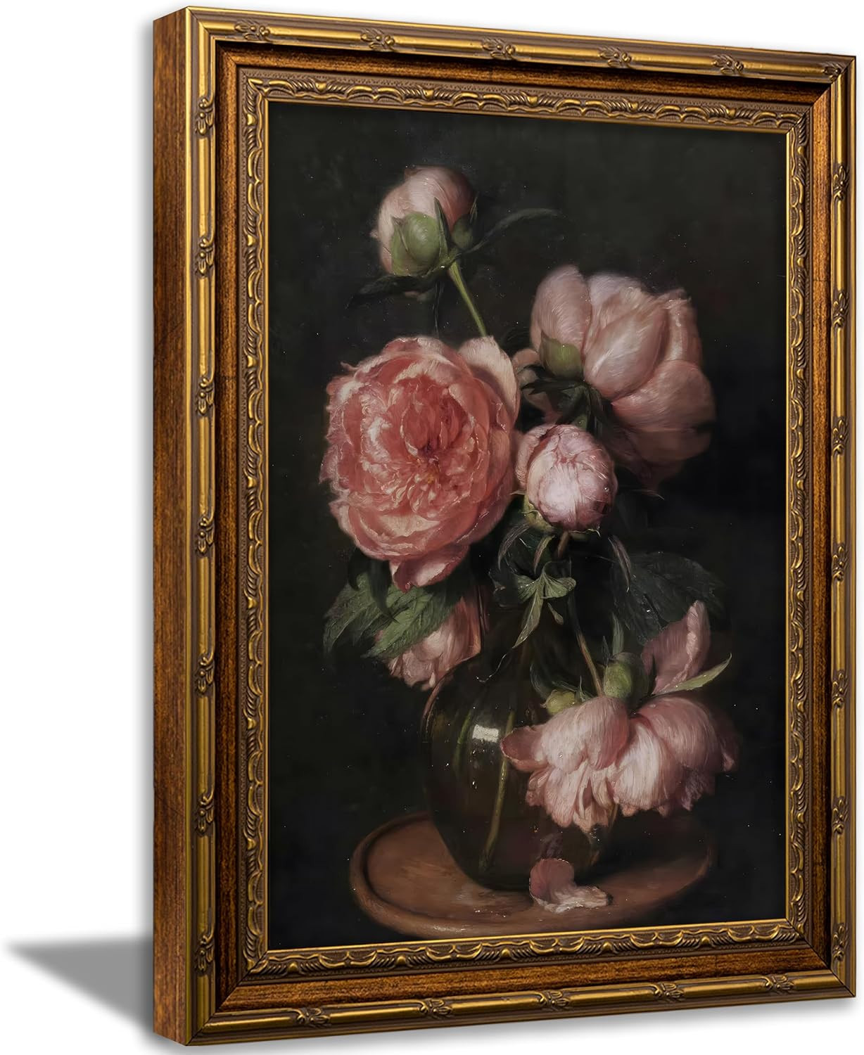 Vintage Gold Framed Flowers Wall Art Emotional Peonies Painting Picture | Amazon (US)