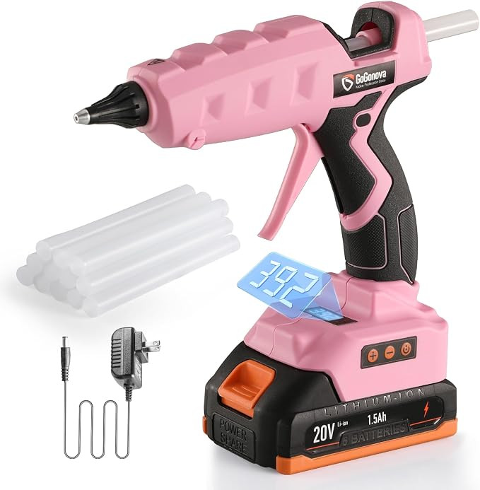 GoGonova Full Size Cordless Glue Gun, 20V Battery, LCD Dual Temp Display | 120s Fast Heating, 60W... | Amazon (US)