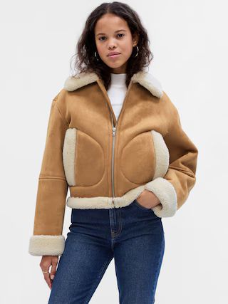 Vegan Suede Sherpa-Trim Jacket | Gap (US)