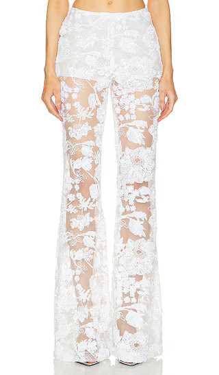 x REVOLVE Lennon Embroidered Trousers in White | Revolve Clothing (Global)