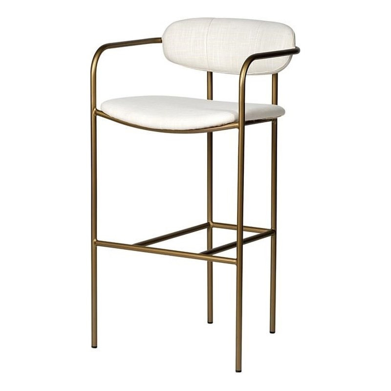 Mercana Parker 30" Seat Height Cream Seat Gold Metal Base Stool | Homesquare