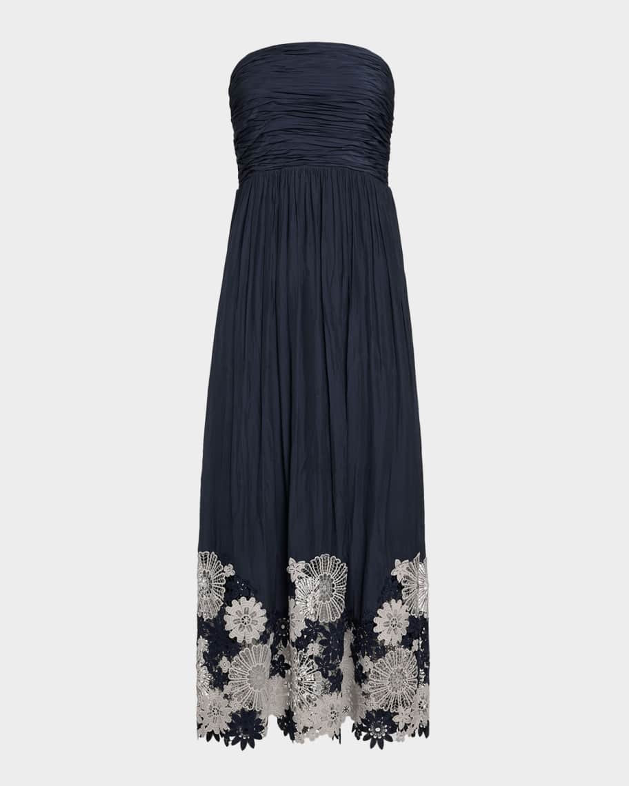 Ramy Brook Milani Embroidered Strapless Maxi Dress | Neiman Marcus