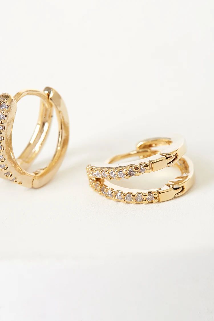 Our Little Secret Gold Rhinestone Mini Hoop Earrings | Lulus