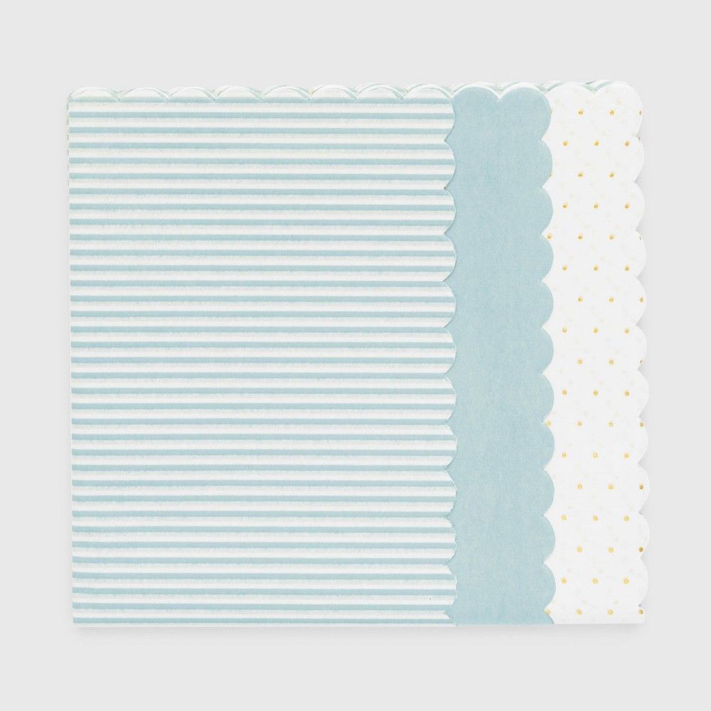 White & Blue Scallop Gift Tissue 25ct - Sugar Paper | Target