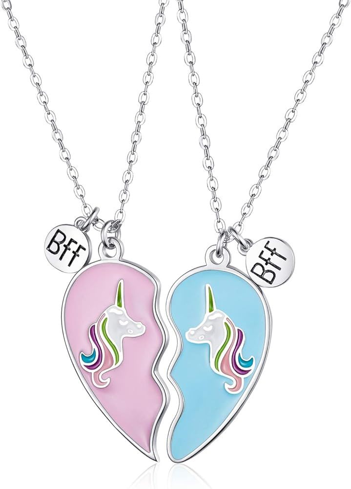 2 Pieces Half Heart Bff Necklace Friendship Necklace for Kids Girls Friend Birthday Gifts | Amazon (US)