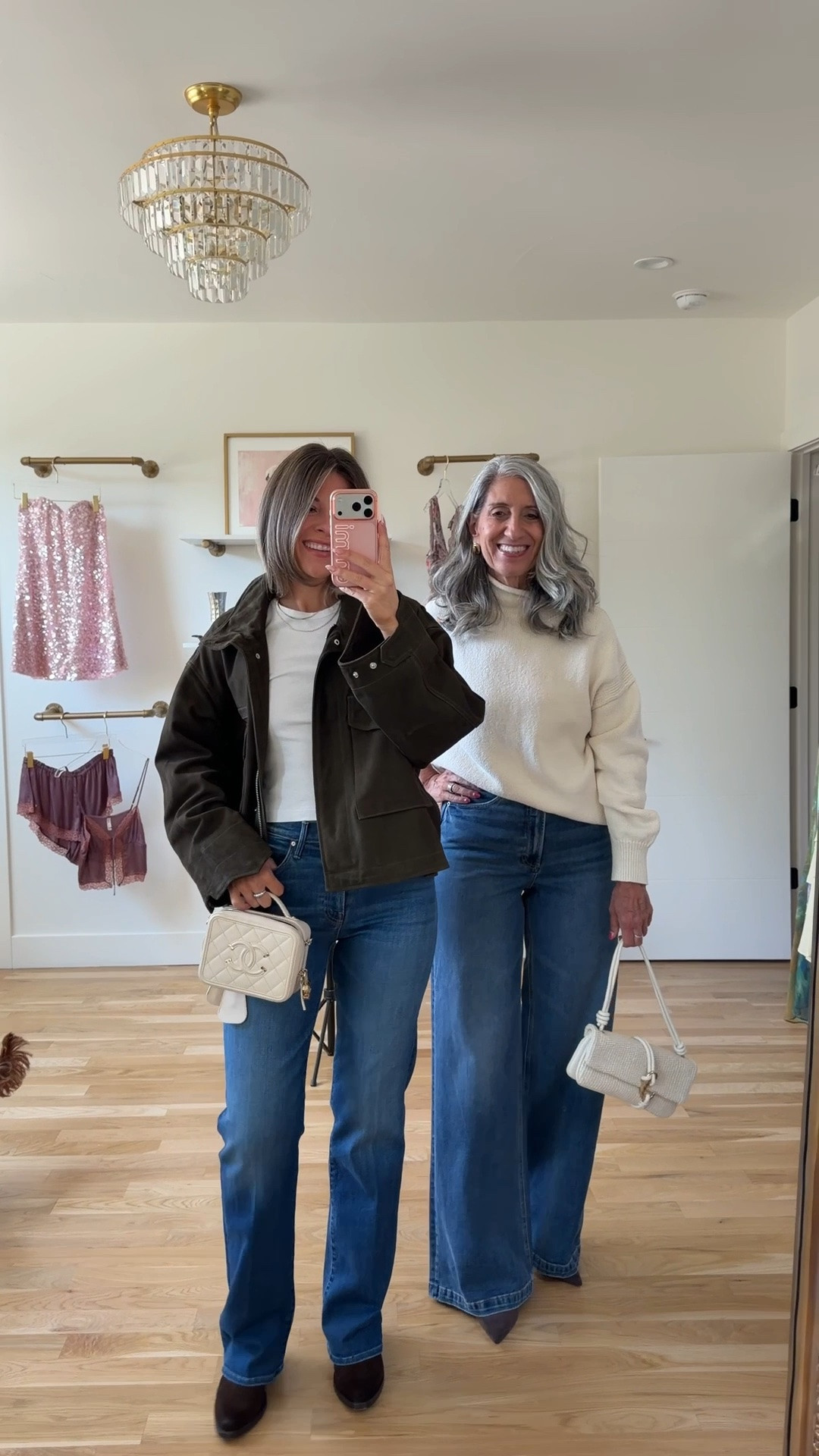 nordstrom anniversary sale summer to fall olive suede jacket over a white tee, paired with dark bootcut jeans, cream ribbed sweater paired with wide-leg jeans outfits 🍂

i'm 5'4" and typically wear a small/2 & a 26 in jeans
• most jeans: sized down to 25

electric picks: emerson20

mom is 5'4" and typically wears a medium/6 & 29 in jeans
• sweaters: sized down to xs

fall outfits, fall dresses, autumn outfits, sweater dresses, midi dresses, long sleeve dresses, casual outfits, thanksgiving outfits, family photo outfits, date night outfits, work outfits, fall fashion, autumn fashion, cozy outfits, transitional outfits, neutral outfits, everyday outfits, weekend outfits, women’s fashion, affordable dresses, skort outfits, athletic skorts, casual skort outfits, summer skort outfits, amazon skorts, everyday skort outfits, mom & me outfits, mom & me dresses, matching outfits, mother daughter outfits, family photo outfits

#LTKootd #LTKSeasonal #LTKSaleAlert