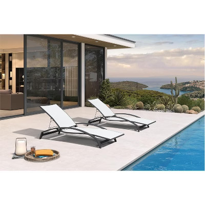 PURPLE LEAF Patio Chaise Lounge Chair Set of 2 Outdoor Lounge Chair with Arm All Weather Adjustable Lounger for Garden Sunbathing Recliner Chiar White | Target