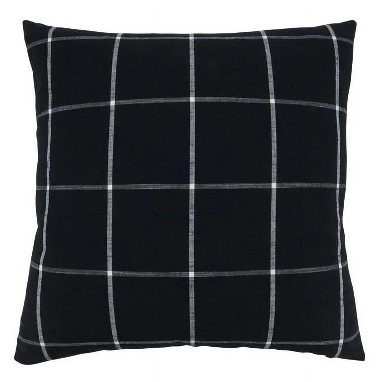 SARO 389P.BK20SP 20 in. Square Black Large Plaid Throw Pillow with Poly Filling - Walmart.com | Walmart (US)