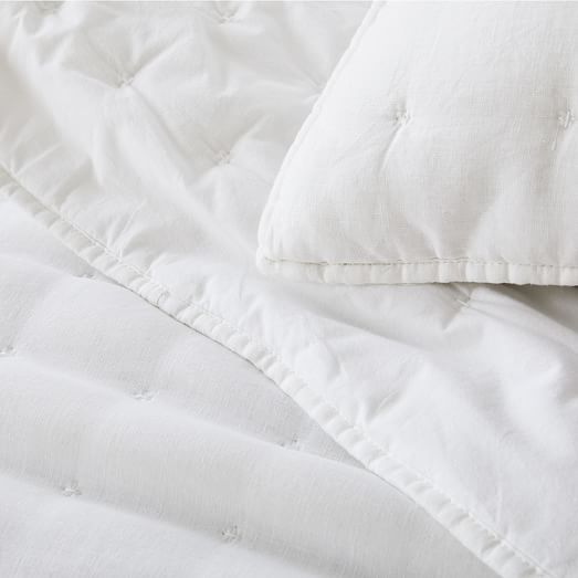 European Flax Linen Tack Stitch Quilt & Shams | West Elm (US)