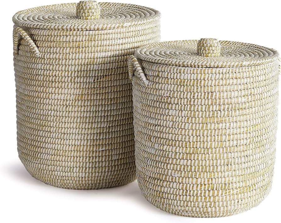 Hamper Baskets with Lids Set of 2 Seagrass | Amazon (US)
