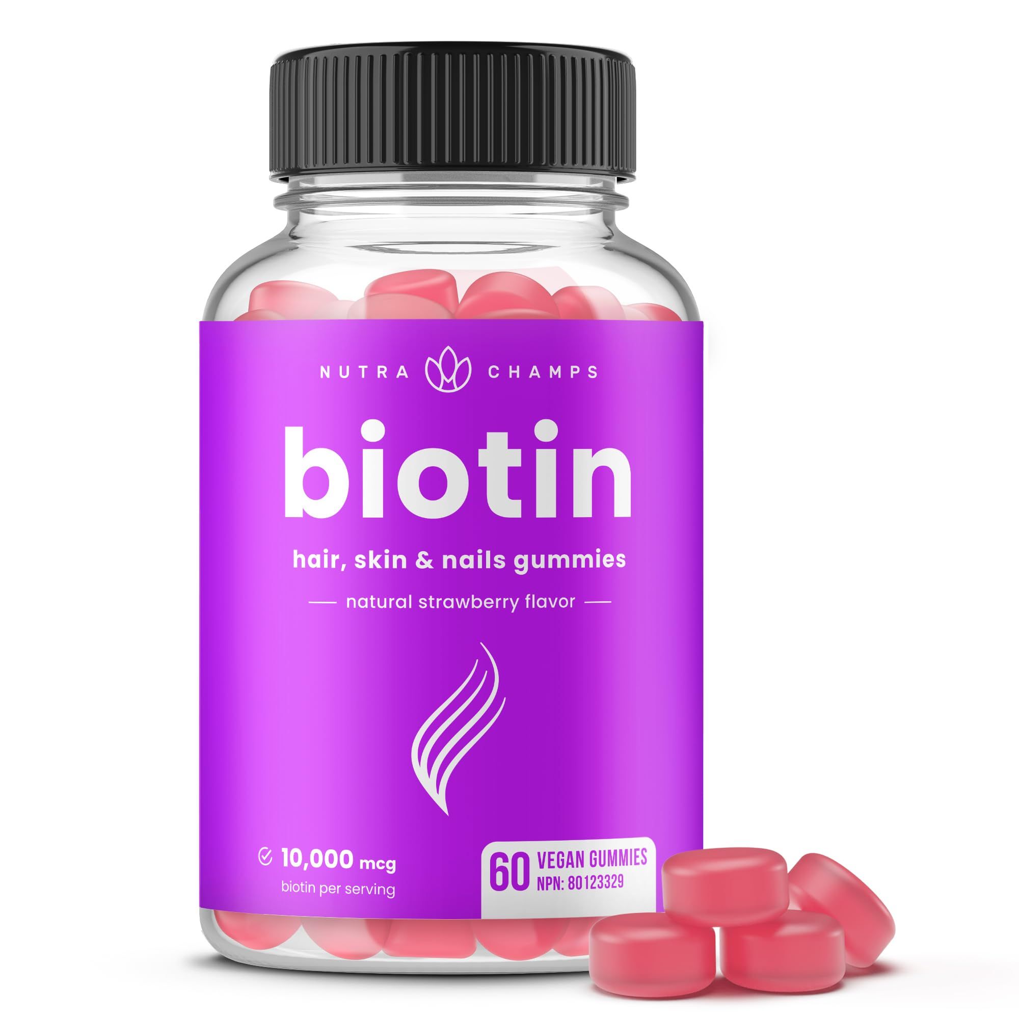 Biotin Gummies | 5000mcg Per Gummy | Hair Skin & Nails Vitamins | 60 Hair Vitamins Gummies | Heal... | Amazon (CA)