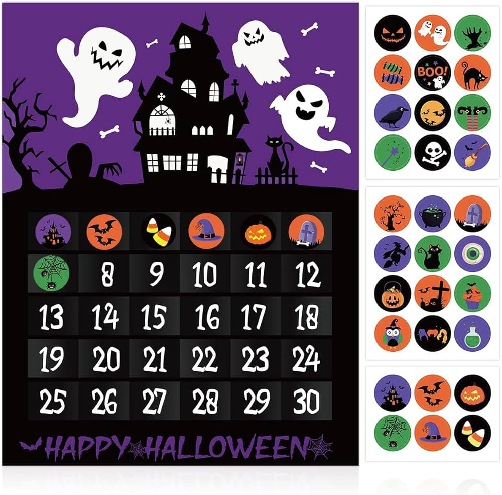 Sinasasspel Halloween Advent Countdown Calendar, 30 Days Countdown to Halloween with Ghost Black ... | Amazon (US)