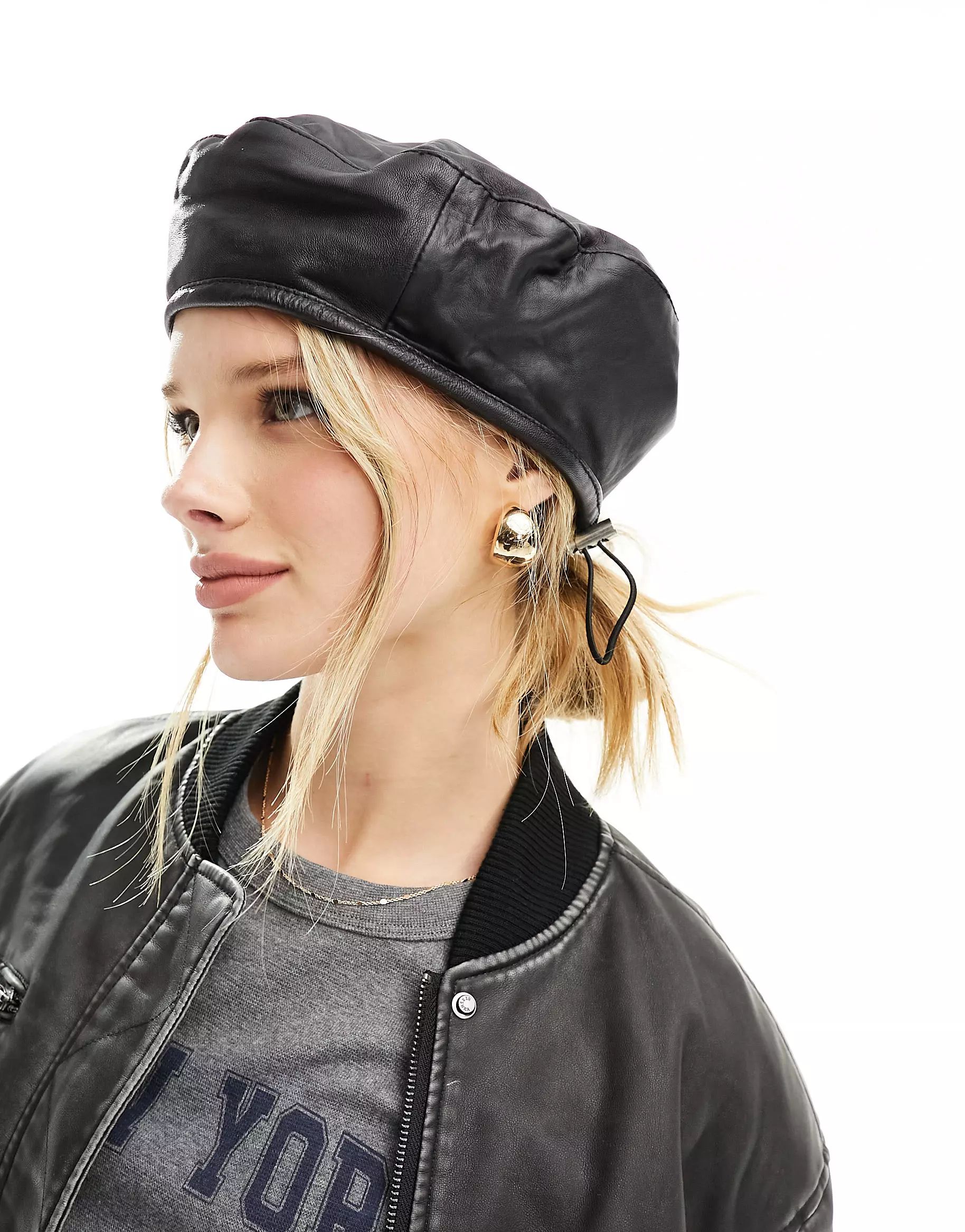 MuuBaa leather beret in black | ASOS (Global)