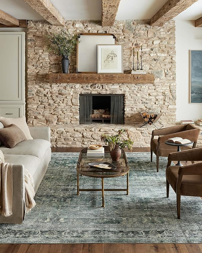 Loloi Magnolia Home by Joanna Gaines x Loloi Banks Collection Machine Washable BAN-03 Blue / Lago... | Amazon (US)