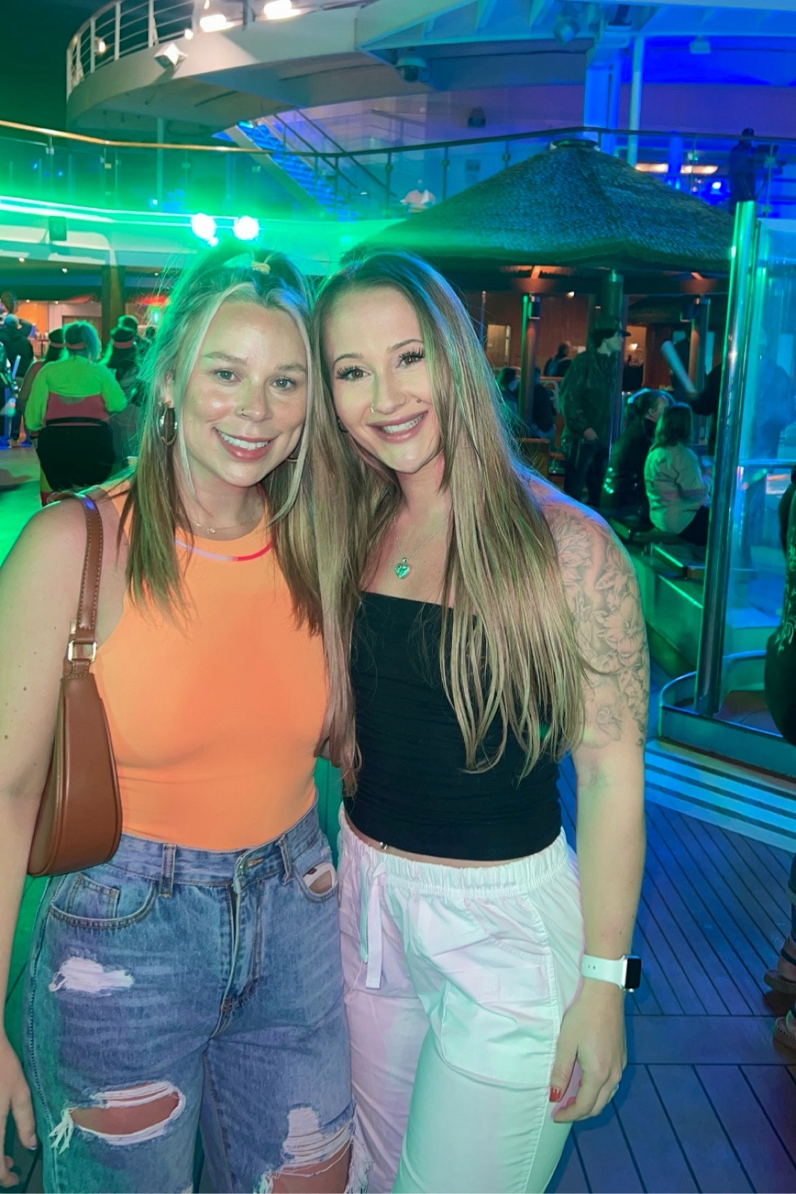 me and my bestie at the 80’s glow party on our cruise 🧡 #80s #cruise #vacation #cruiseoutfit #vacationoutfit #vacationfit #bahamas #nassau #swimsuit #bikini #sheinfinds #sheinvacation #amazonfinds #amazonfashion 