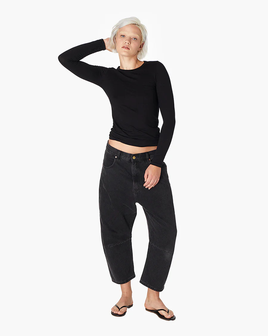 Long Sleeve Stretch Crewneck - Black | TKEES