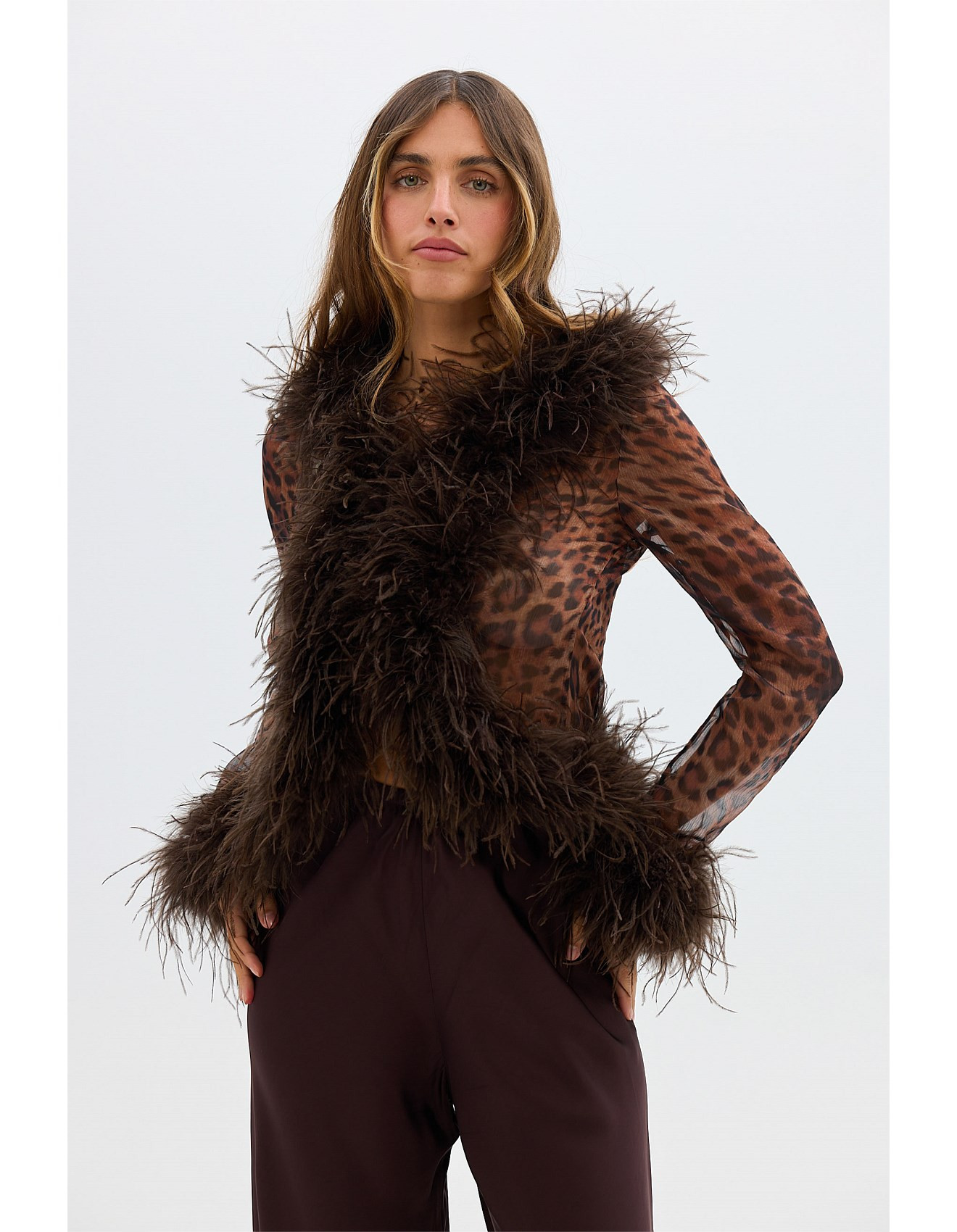 GIGI SHEER FEATHER BLOUSE | David Jones (Australia & New Zealand)