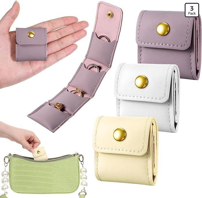 3Pcs Mini Travel Jewelry Bag, Portable Foldable Travel Jewelry Pouch Mini Travel Jewelry Roll Bag... | Amazon (US)