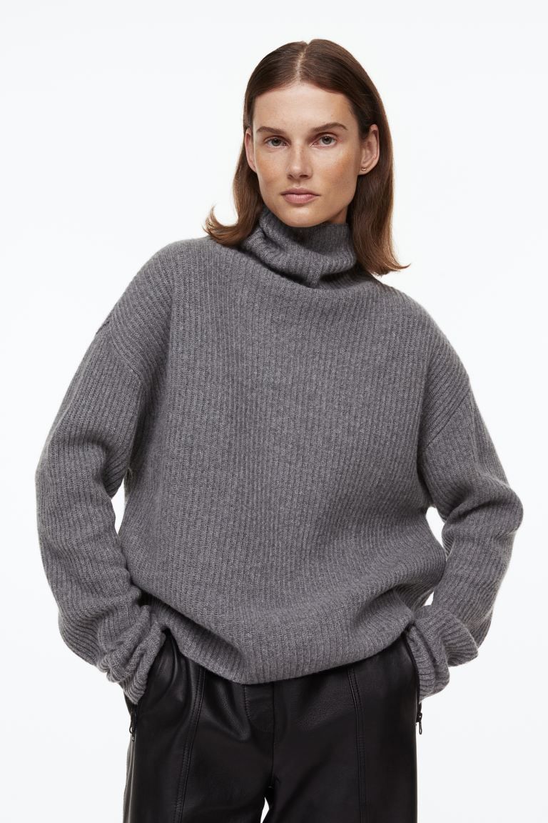 Rib-knit Wool Sweater - Gray melange - Ladies | H&M US | H&M (US + CA)