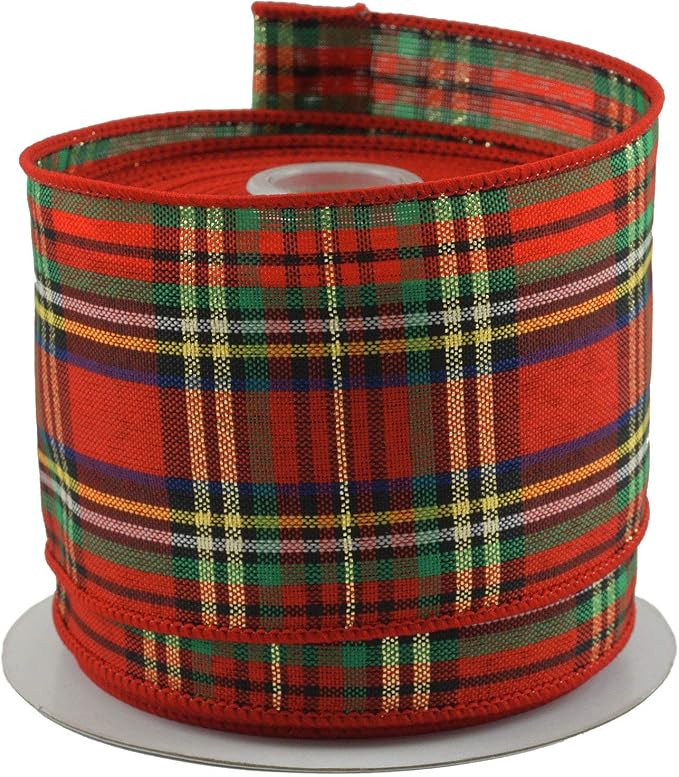 Tartan Plaid Red & Green Christmas Ribbon - 2.5" X 10 Yd Cut | Amazon (US)