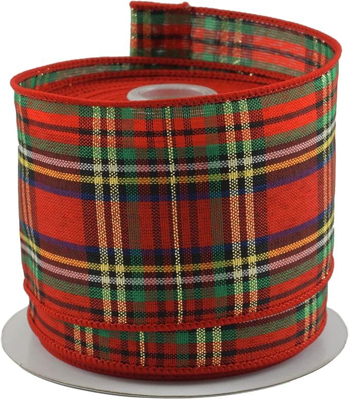 Tartan Plaid Red & Green Christmas Ribbon - 2.5" X 10 Yd Cut | Amazon (US)