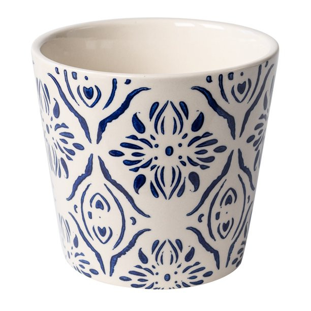 Mainstays 5.9”D x 5.43”H Round Ceramic Blue Medallion Planter, White - Walmart.com | Walmart (US)