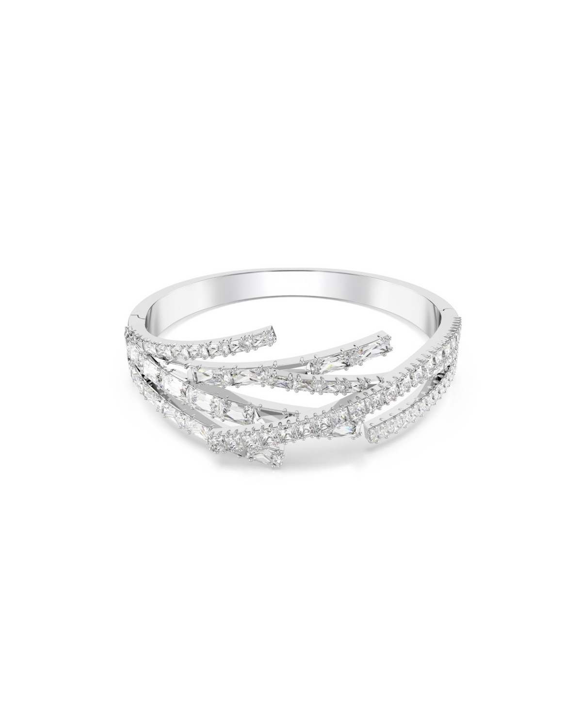 Swaroski Matrix Rhodium Plated Bangle - Silver, Clear | Macy's