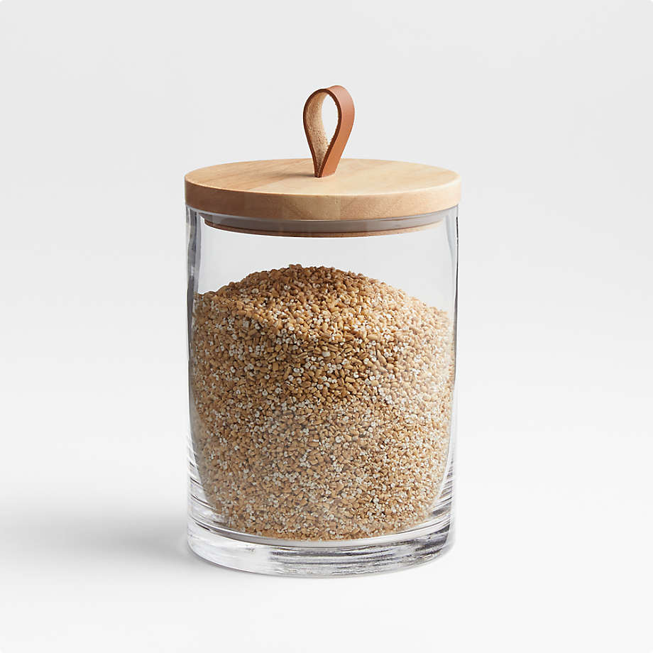 Tomos Medium Glass Canister with Wood Lid | Crate & Barrel