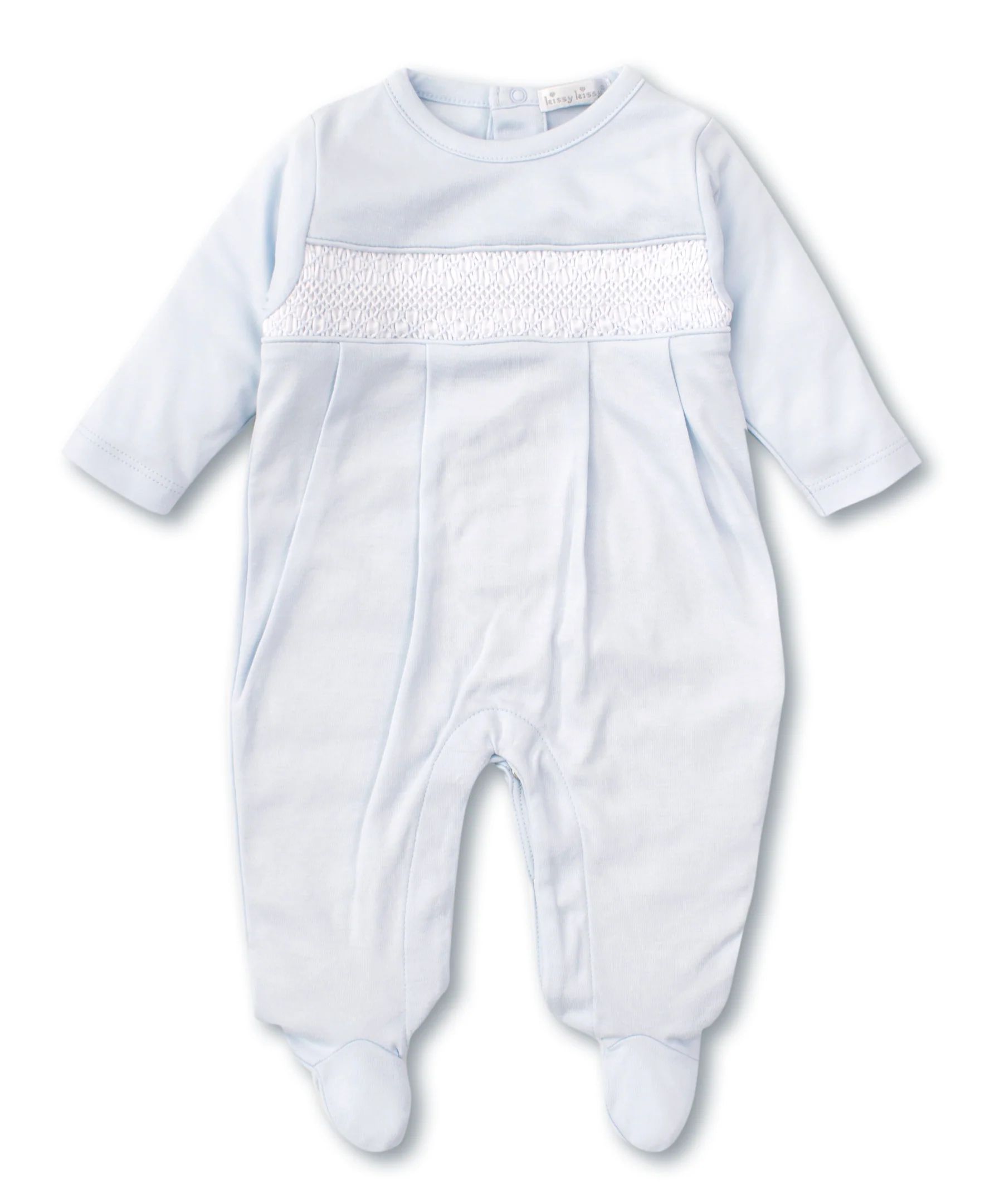 Hand Smocked CLB Charmed Blue Footie | Kissy Kissy
