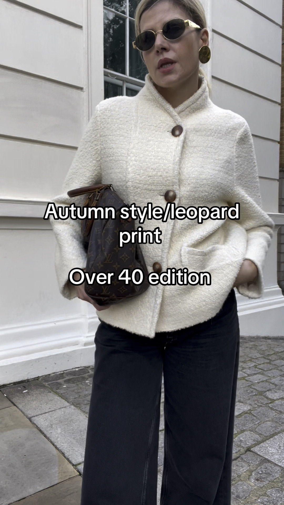 Cream jacket, black jeans, vintage LV bag, leopard boots, wide leg jeans 

#LTKeurope #LTKautumn #LTKstyletip