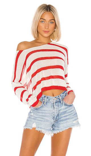 Adriana Knit Sweater in White & Red | Revolve Clothing (Global)