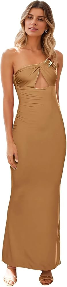 One Shoulder Prom Dresses for Women 2024 Long Cutout Mermaid Bridesmaid Dress Evening Formal Part... | Amazon (US)