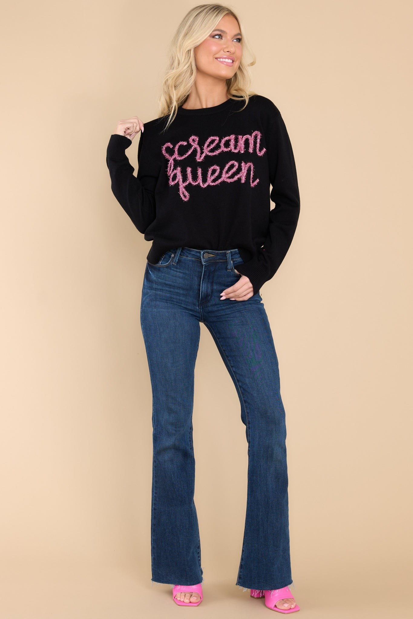 Scream Queen Black Sweater | Red Dress 