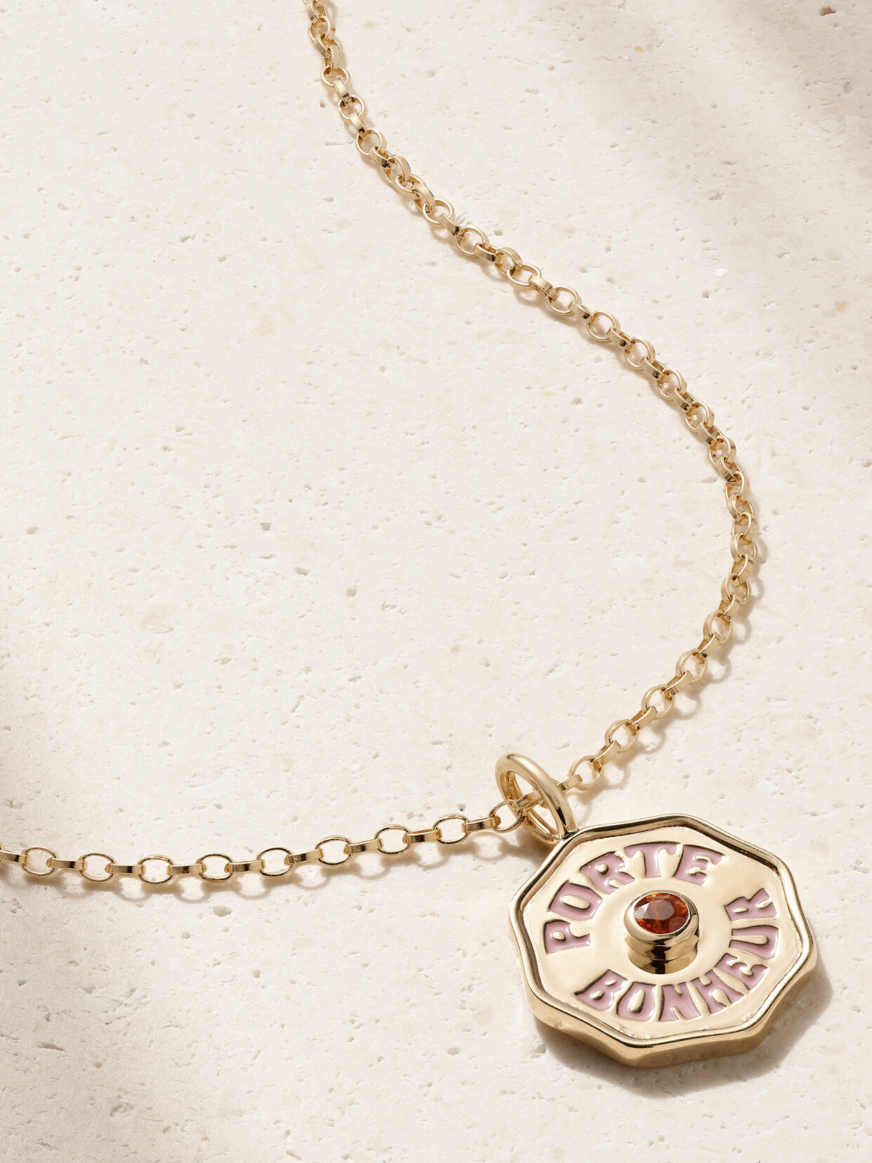 Marlo Laz - Mini Porte Bonheur Coin 14-karat Gold, Enamel And Sapphire Necklace - One size | NET-A-PORTER (US)