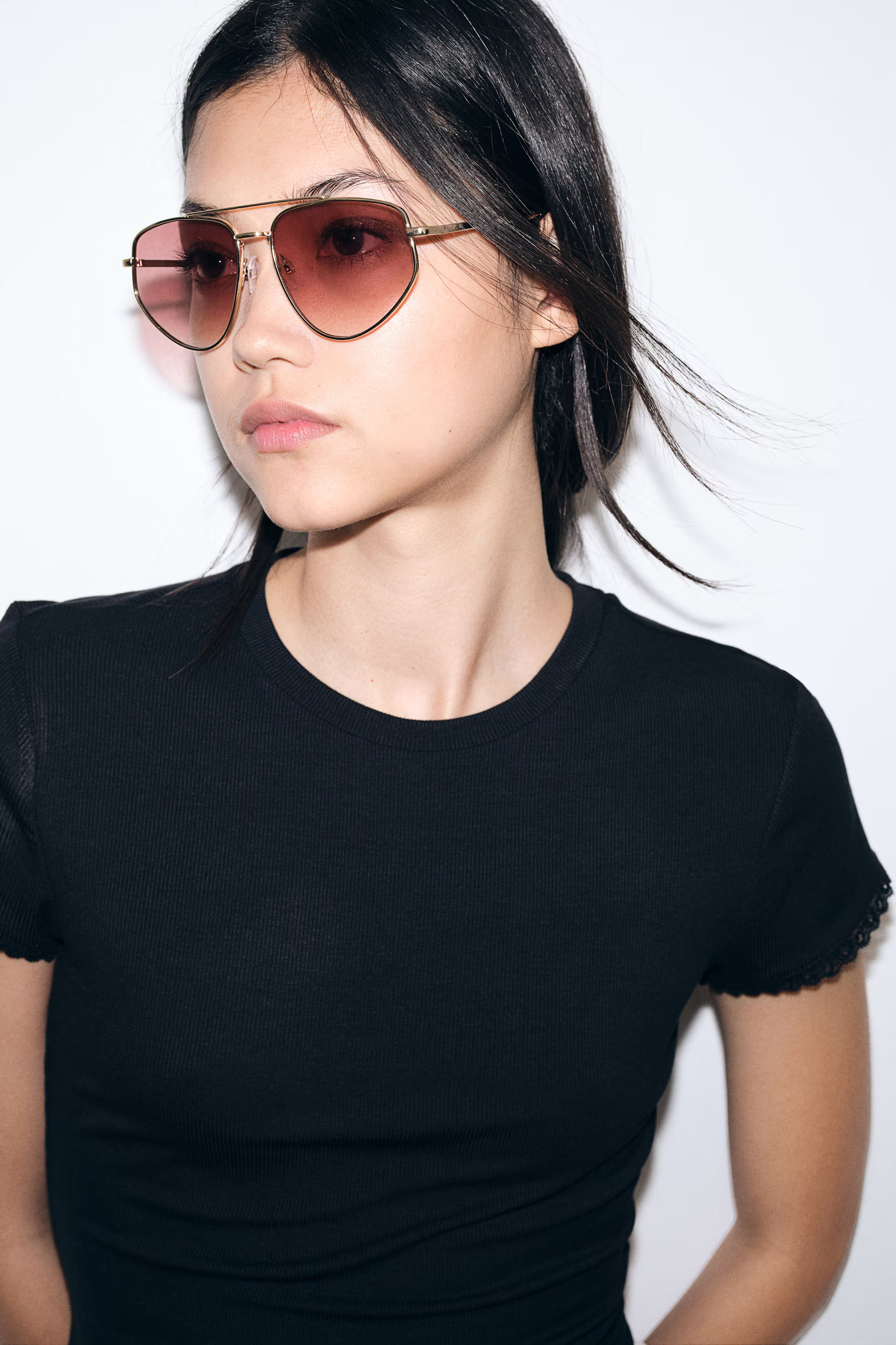 Aviator-Style Sunglasses - Pink/gold-colored - Ladies | H&M US | H&M (US + CA)