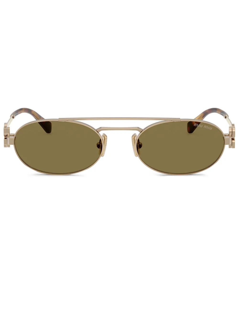 Miu Miu Eyewear oval-frame Sunglasses | Gold | FARFETCH | Farfetch Global