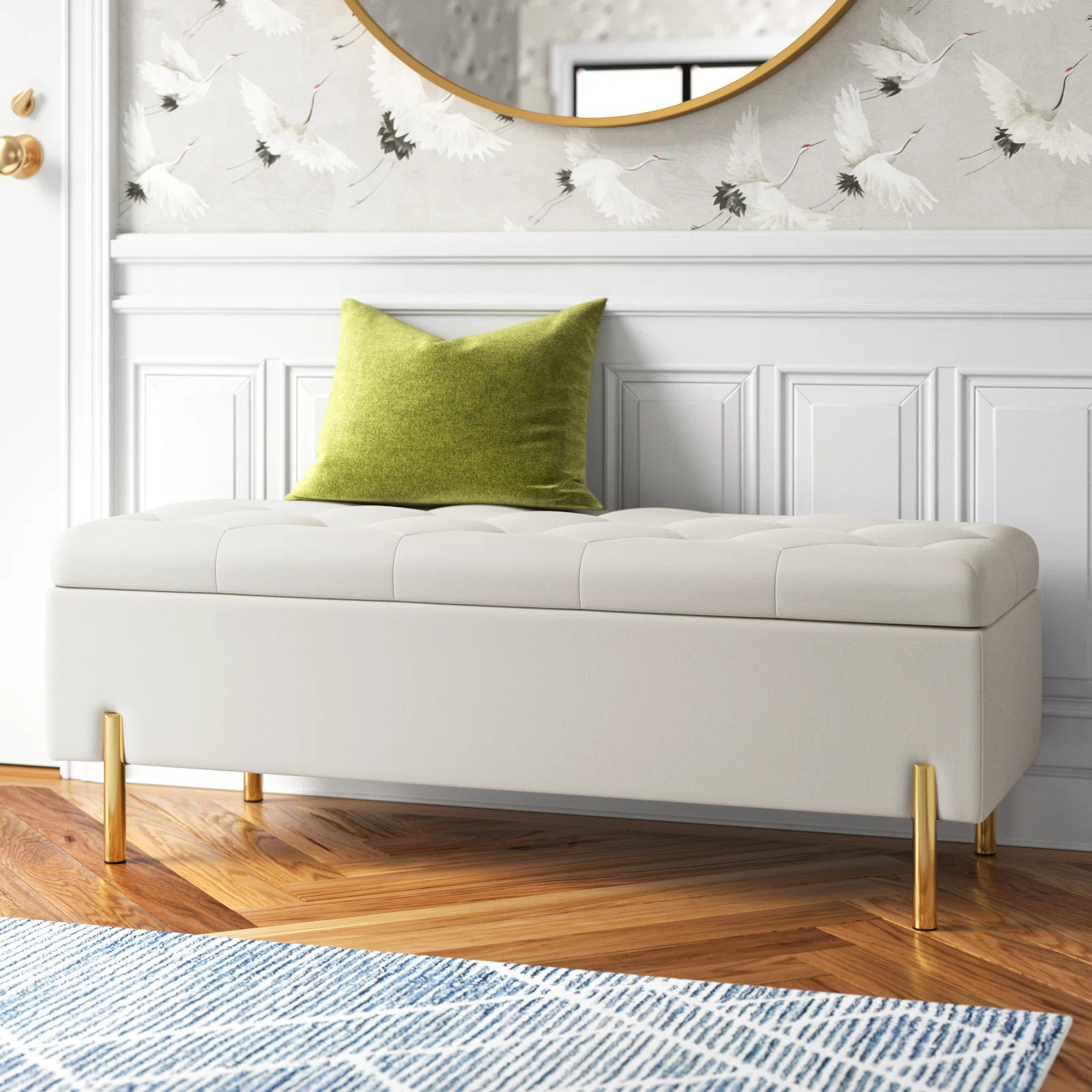 Yvonne Velvet Upholstered Storage Bench | Wayfair North America
